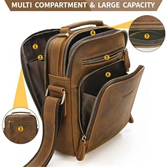 Leather Messenger Bag for Men, Man Purse Crossbody Bags for Work
